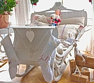1800s Converted White Painted Real Sleigh Bed with custom sized matress