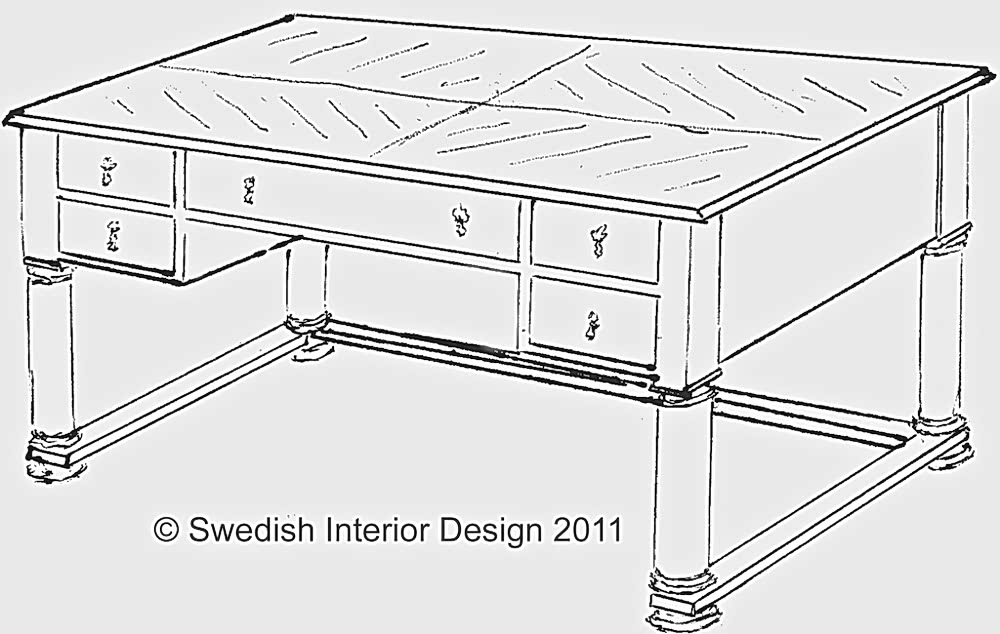 Handmade Bespoke Biedermeier 1/4 Top Pedestal Desk Design with top grade golden birch or walnut veneer