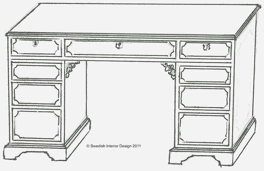 Handmade Bespoke Biedermeier Veneer Pedestal Desk