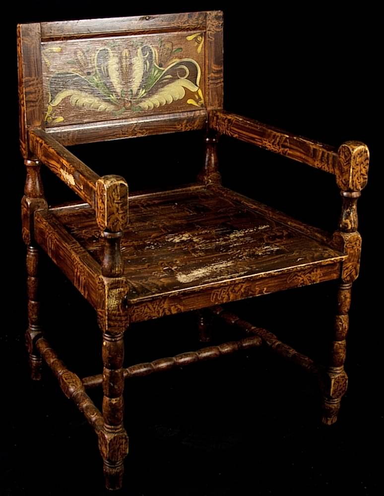 1900s Folk Art Kurbits Carver Chairs