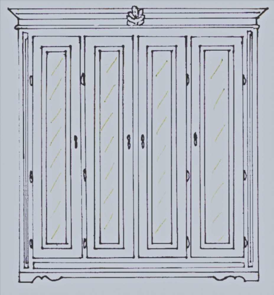 Handmade Bespoke 4 Door Gustavian Mirror Front Armoire
