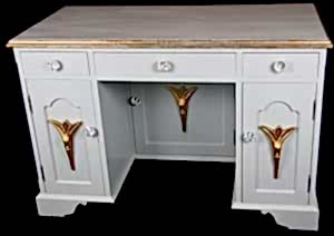  Bespoke Handmade Gustavian Gilt Painted Pedestal Desk