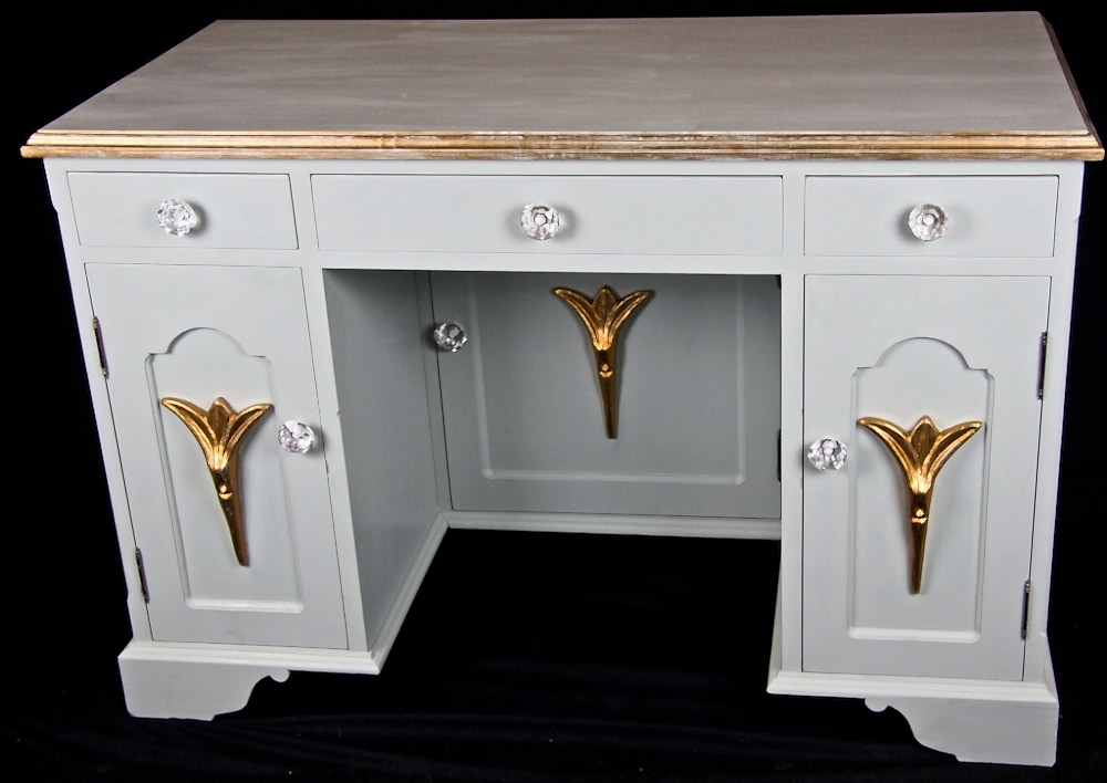 Bespoke Handmade Gustavian Gilt Painted Pedestal Desk