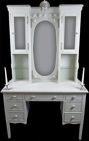 Bespoke Handmade Grey Mirror Silver Gilt Dressing Table 