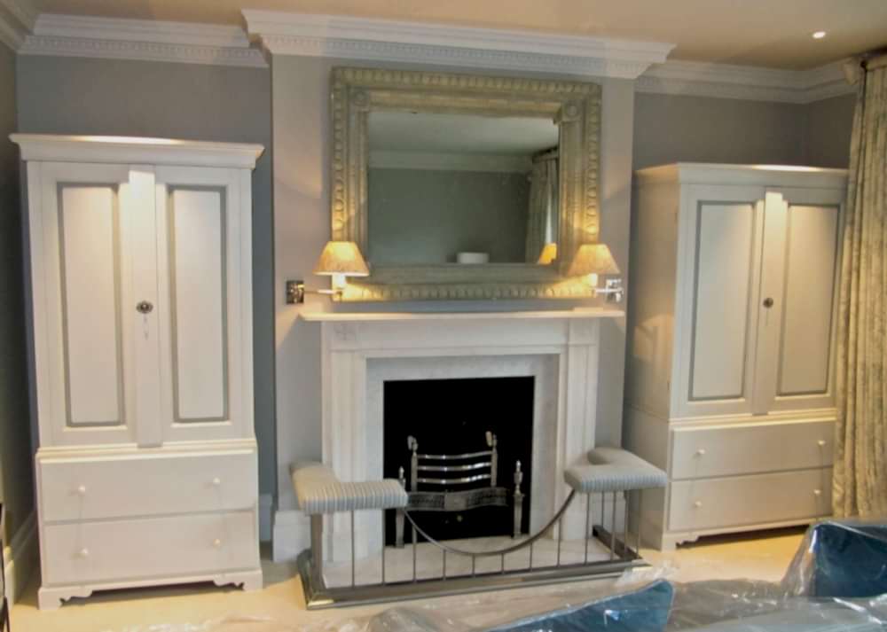 Pair Handmade Bespoke 2 Door Gustavian Armoires