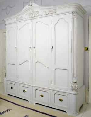 Handmade Bespoke 4 Door Carved Gustavian Armoire