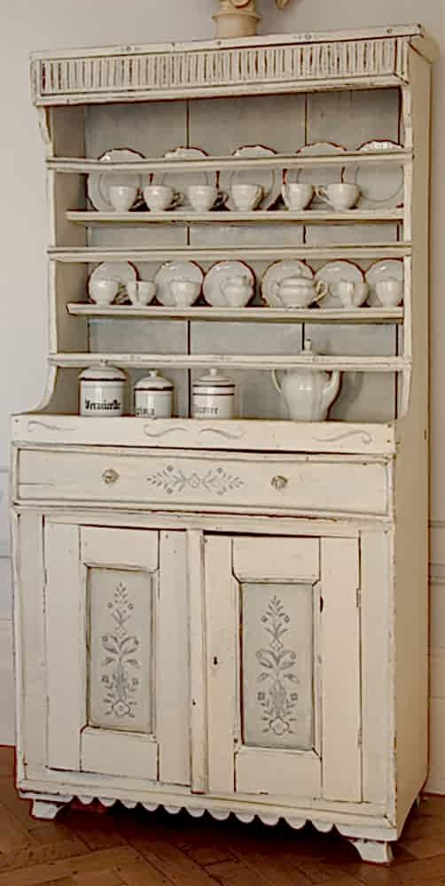 Handmade Bespoke White Floral Motif Country Dresser
