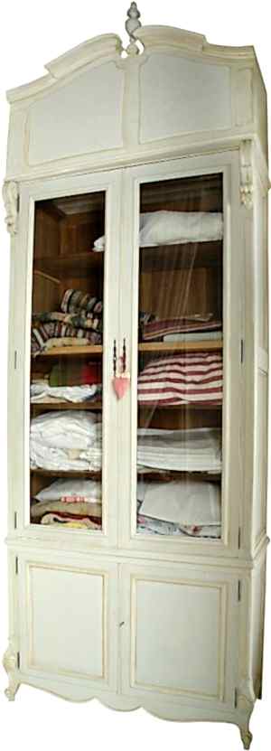 Handmade Gustavian 2 Door Glass Front Linen Press