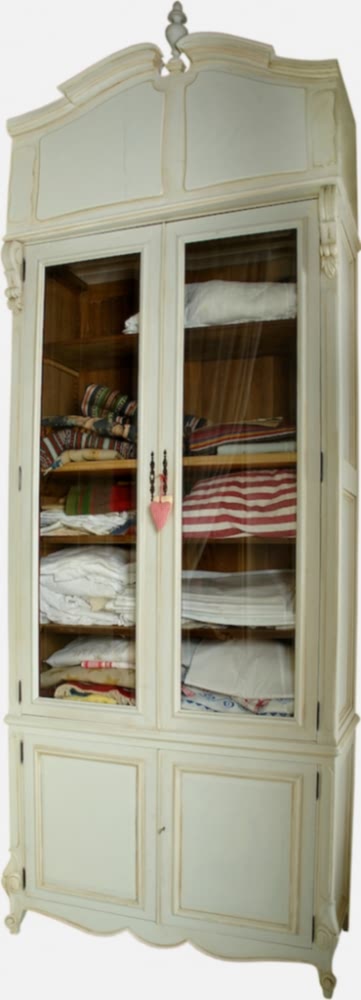 Handmade Gustavian 2 Door Glass Front Linen Press