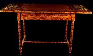 1800s Swedish Kurbits Folk Art Drop Leaf Table