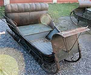 1800s Original Swedish Antique Double Seat leather upholstered Sleigh