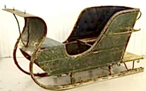 1800s Real Swedish Antique Green Single Sleigh