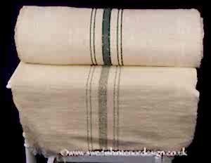 5 green stripe herringbone antique hemp linen