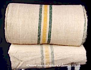 1 yellow 2 green stripe hemp linen roll