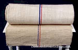 red blue antique hemp linen roll