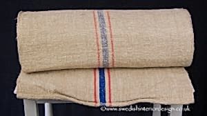 2 red blue country antique hemp linen roll
