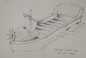Bespoke Boys Wooden Boat Bed with sail and ships wheel