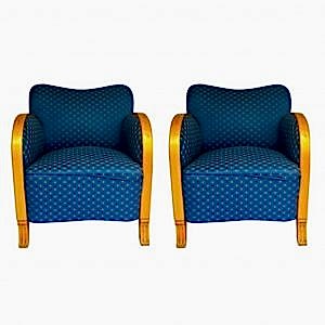 antique swedish art deco armchairs blue