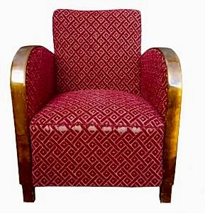 swedish art deco armchair single red