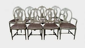 Gustavian swedish roseback chairs set of 8 mid 20th century