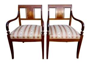 Biedermeier marquetry inlay carver chairs
