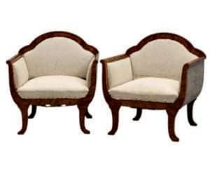 swedish biedermeier armchairs pair