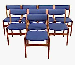 ch 102 danish Erik Buch antique dining chairs 1960s set of 8