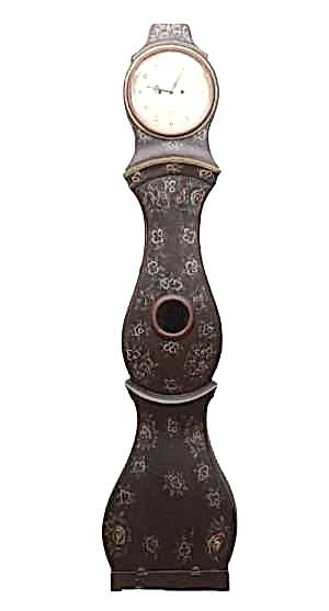 mc259 1800s black brown circles antique swedish mora clock