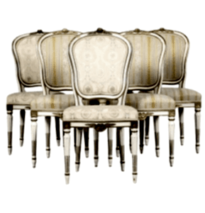 6 gustavian padded back dining chairs early 1900s