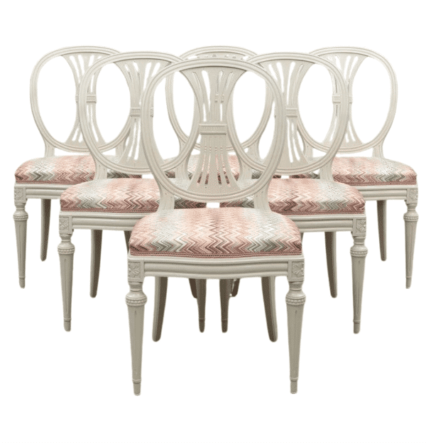 6 gustavian roundback dining chairs
