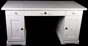 Handmade Bespoke Architects White Painted Pedestal Desk with architects drawing board underlighting